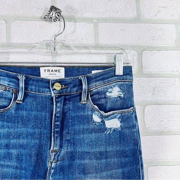 Frame Denim Le High Skinny Distressed Jeans in Saxon Wash Size 27 - Picture 8 of 13